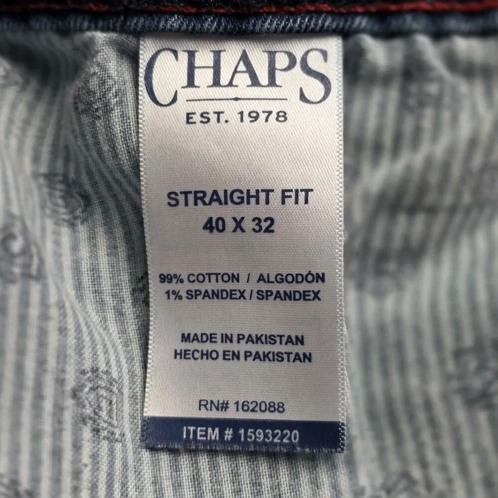 Chaps Jeans Straight Fit Men's 40x30 Blue Denim Classic Comfortable